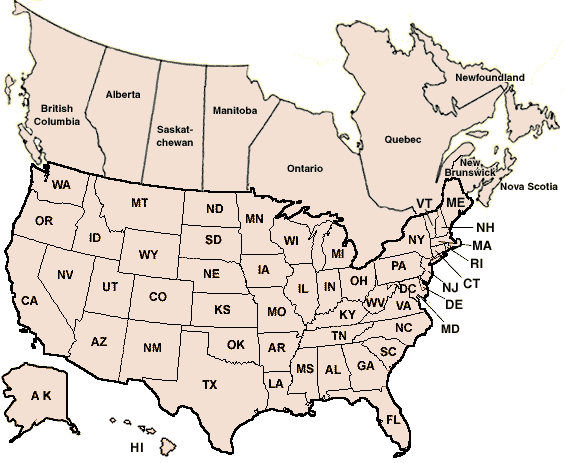 Printable Outline Map Of The United States And Canada
